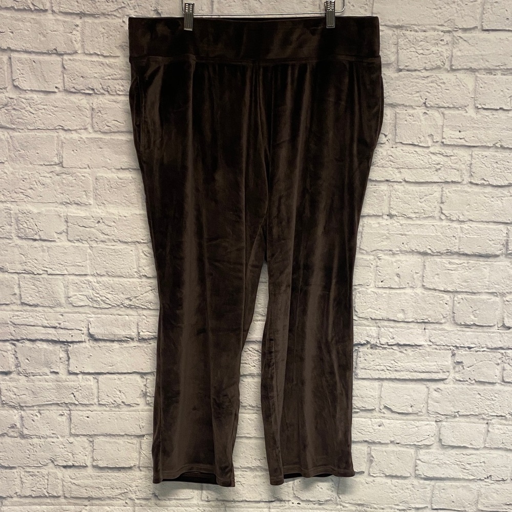 Belle by Kim Gravel Chocolate Velvet Crop Pants Sz XLP